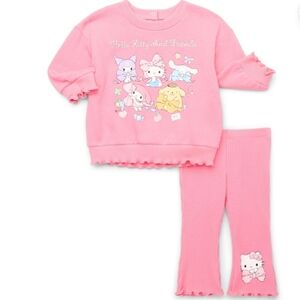 T HelloKittyandFriends Baby Long Sleeve Graphic Crewneck Tee with Matching Pant